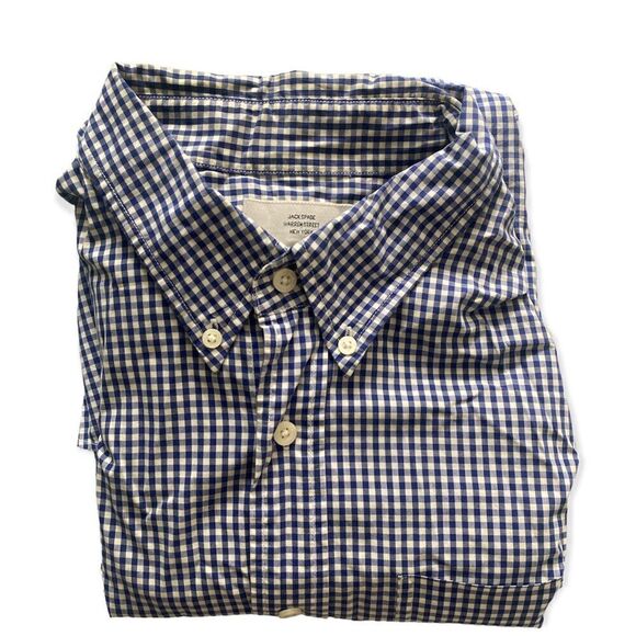 Jack Spade Warren Street SZ XL blue and white checkered button down shirt - Picture 1 of 4